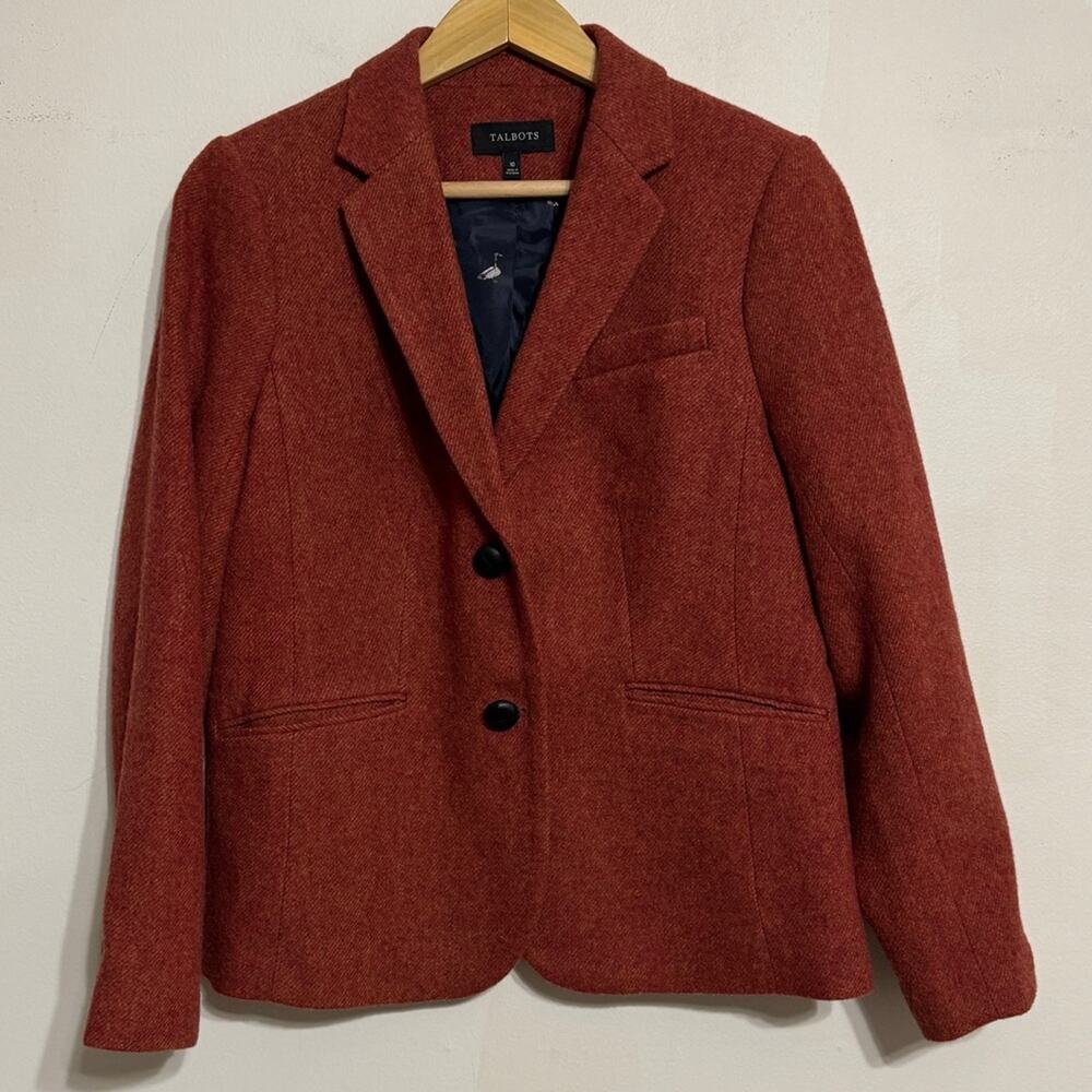 Talbots Aberdeen Jacket Women’s 10 Rust Orange Blazer Wool Blend Twill